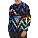 Black Triangle Galaxy Space Print Men's Long Sleeve Rash Guard