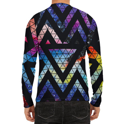 Black Triangle Galaxy Space Print Men's Long Sleeve Rash Guard