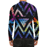 Black Triangle Galaxy Space Print Men's Long Sleeve Rash Guard