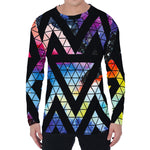 Black Triangle Galaxy Space Print Men's Long Sleeve T-Shirt