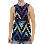 Black Triangle Galaxy Space Print Men's Muscle Tank Top