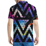 Black Triangle Galaxy Space Print Men's Polo Shirt