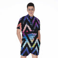 Black Triangle Galaxy Space Print Men's Romper