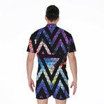 Black Triangle Galaxy Space Print Men's Rompers