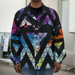 Black Triangle Galaxy Space Print Men's Shirt Jacket