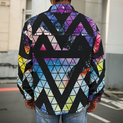 Black Triangle Galaxy Space Print Men's Shirt Jacket