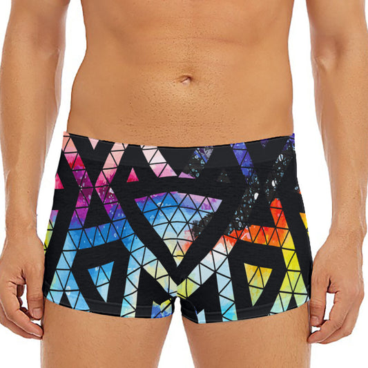 Black Triangle Galaxy Space Print Men's Short Boxer Briefs