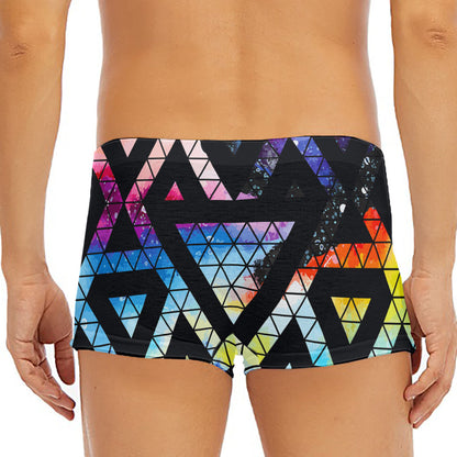 Black Triangle Galaxy Space Print Men's Short Boxer Briefs
