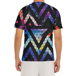 Black Triangle Galaxy Space Print Men's Short Sleeve Rash Guard