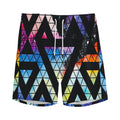 Black Triangle Galaxy Space Print Men's Athletic Shorts