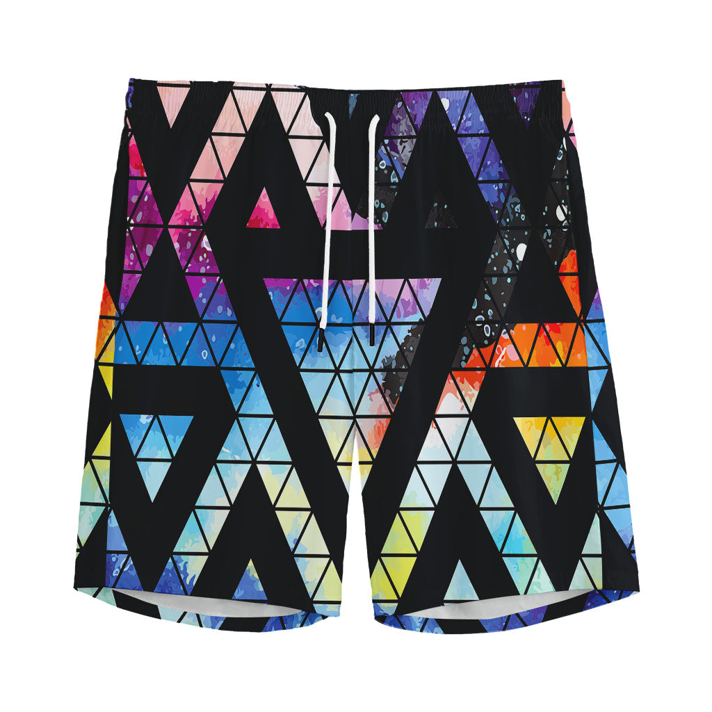 Black Triangle Galaxy Space Print Men's Sports Shorts