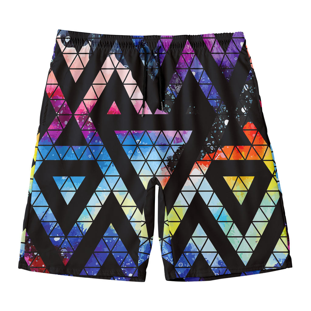 Black Triangle Galaxy Space Print Men's Swim Trunks