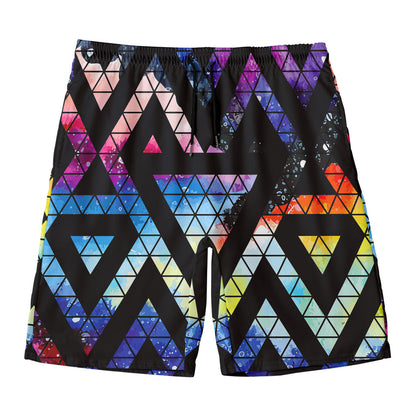 Black Triangle Galaxy Space Print Men's Swim Trunks