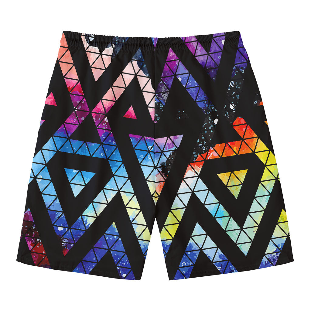 Black Triangle Galaxy Space Print Men's Swim Trunks