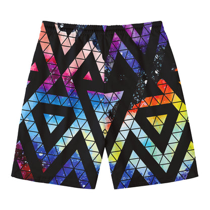 Black Triangle Galaxy Space Print Men's Swim Trunks