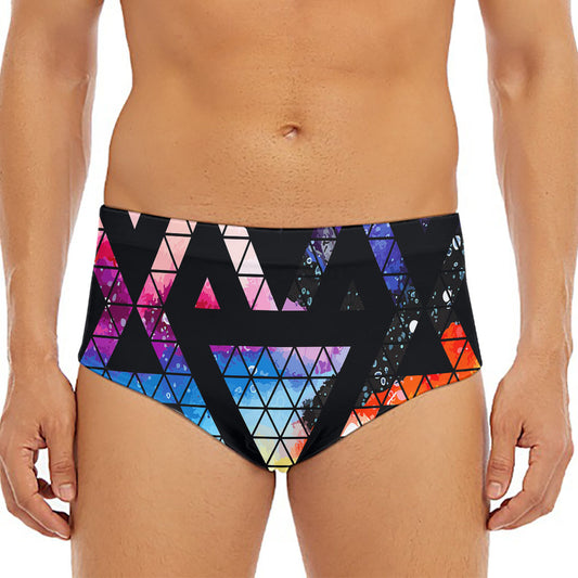 Black Triangle Galaxy Space Print Men's Triangle Swim Briefs