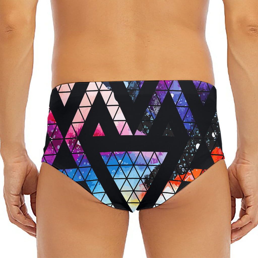 Black Triangle Galaxy Space Print Men's Triangle Swim Briefs