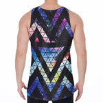 Black Triangle Galaxy Space Print Men's Velvet Tank Top
