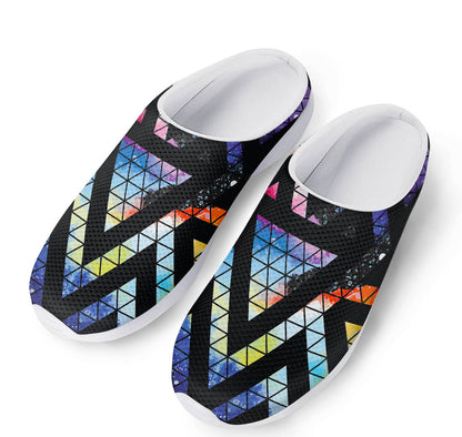 Black Triangle Galaxy Space Print Mesh Casual Shoes