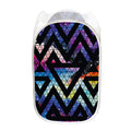 Black Triangle Galaxy Space Print Mesh Laundry Hamper