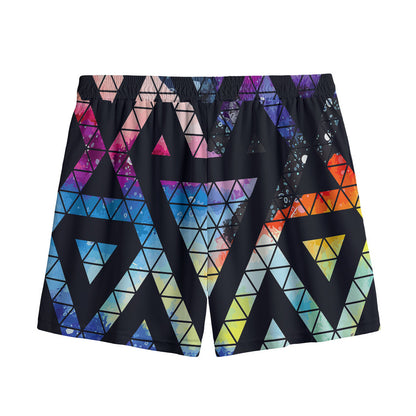 Black Triangle Galaxy Space Print Mesh Shorts