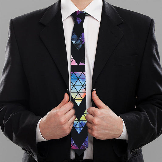 Black Triangle Galaxy Space Print Necktie