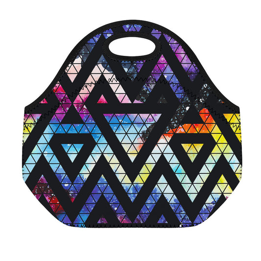 Black Triangle Galaxy Space Print Neoprene Lunch Bag