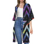 Black Triangle Galaxy Space Print Open Front Beach Cover Up