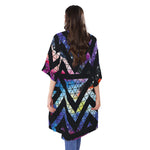 Black Triangle Galaxy Space Print Open Front Beach Cover Up