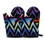 Black Triangle Galaxy Space Print Oven Mitts