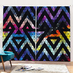 Black Triangle Galaxy Space Print Pencil Pleat Curtains