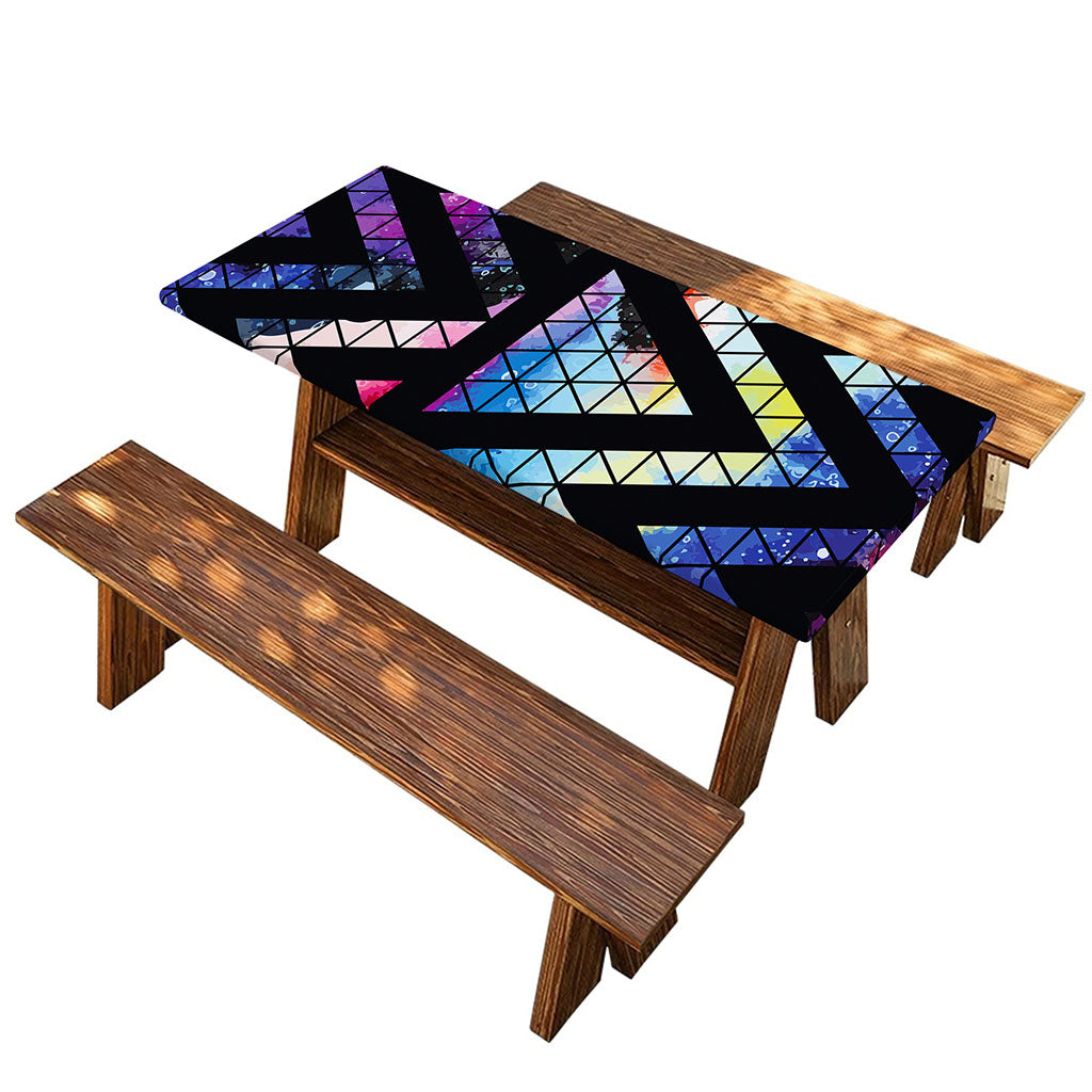 Black Triangle Galaxy Space Print Picnic Table Cover