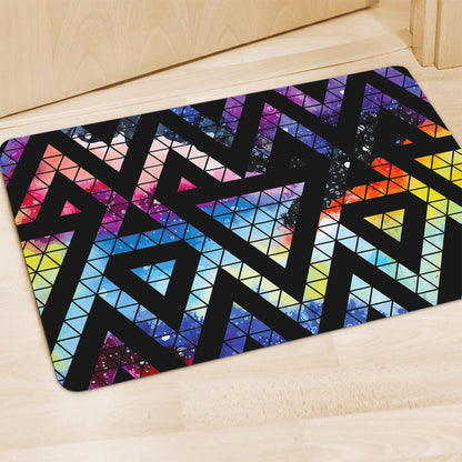 Black Triangle Galaxy Space Print Polyester Doormat