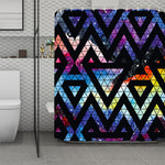 Black Triangle Galaxy Space Print Polyester Shower Curtain