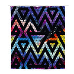 Black Triangle Galaxy Space Print Polyester Shower Curtain