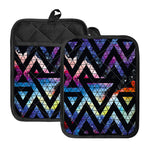 Black Triangle Galaxy Space Print Pot Holders With Pocket
