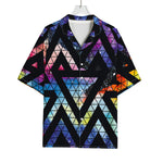 Black Triangle Galaxy Space Print Rayon Hawaiian Shirt
