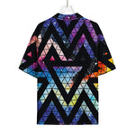 Black Triangle Galaxy Space Print Rayon Hawaiian Shirt