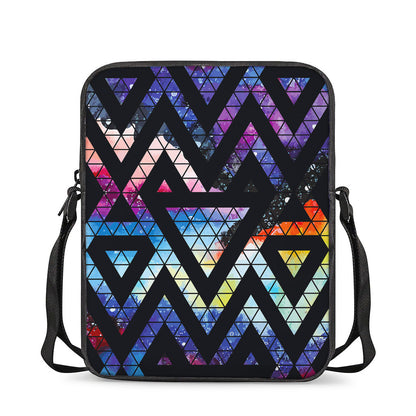 Black Triangle Galaxy Space Print Rectangular Crossbody Bag