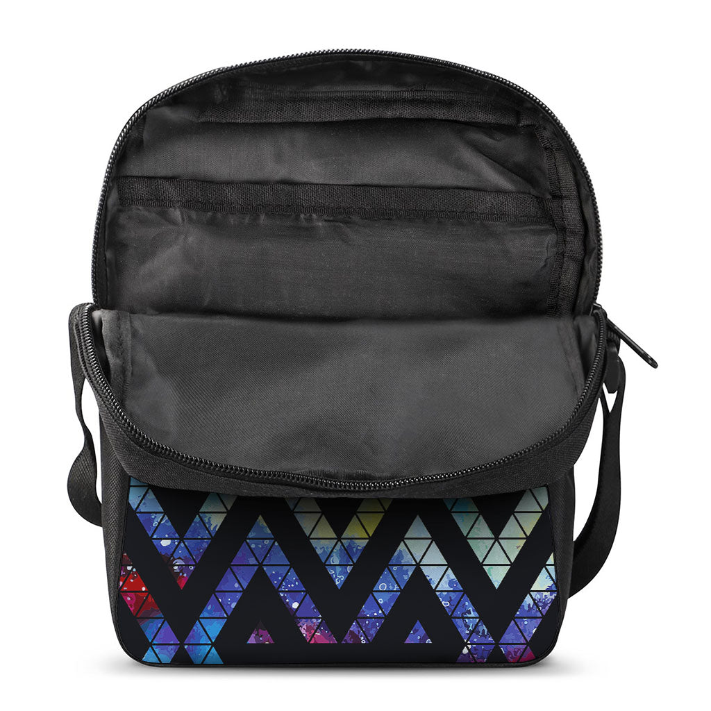 Black Triangle Galaxy Space Print Rectangular Crossbody Bag