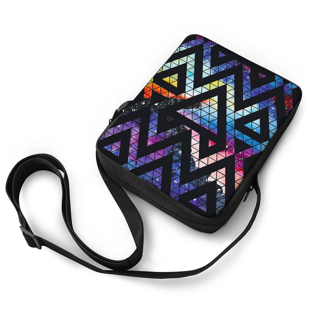 Black Triangle Galaxy Space Print Rectangular Crossbody Bag