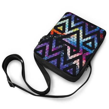 Black Triangle Galaxy Space Print Rectangular Crossbody Bag