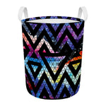 Black Triangle Galaxy Space Print Round Laundry Basket