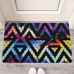 Black Triangle Galaxy Space Print Rubber Doormat