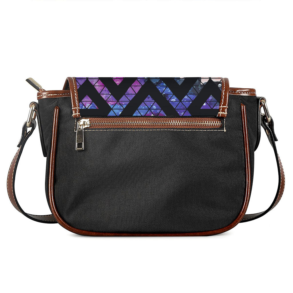 Black Triangle Galaxy Space Print Saddle Bag