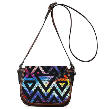 Black Triangle Galaxy Space Print Saddle Bag