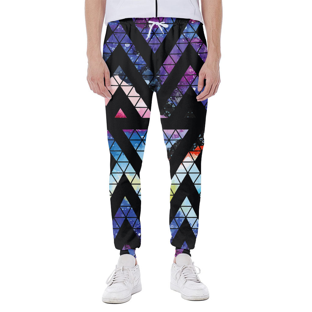 Black Triangle Galaxy Space Print Scuba Joggers
