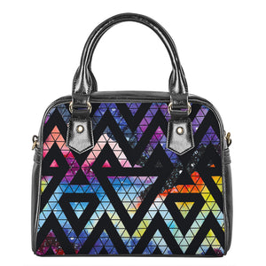 Black Triangle Galaxy Space Print Shoulder Handbag