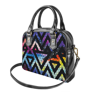 Black Triangle Galaxy Space Print Shoulder Handbag