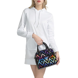 Black Triangle Galaxy Space Print Shoulder Handbag